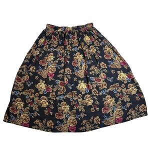 Sag Harbor Pull On Floral Print A-Line Maxi Skirt Size L Boho Festival Colorful